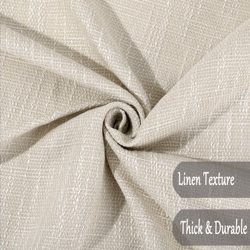 Dimatic Cotton Linen Solid Color Tablecloth Round Simple Style Table Cover for Small Round Table 24"-40" (2 Seats), Off White, Round - 63 Inch - Image 4